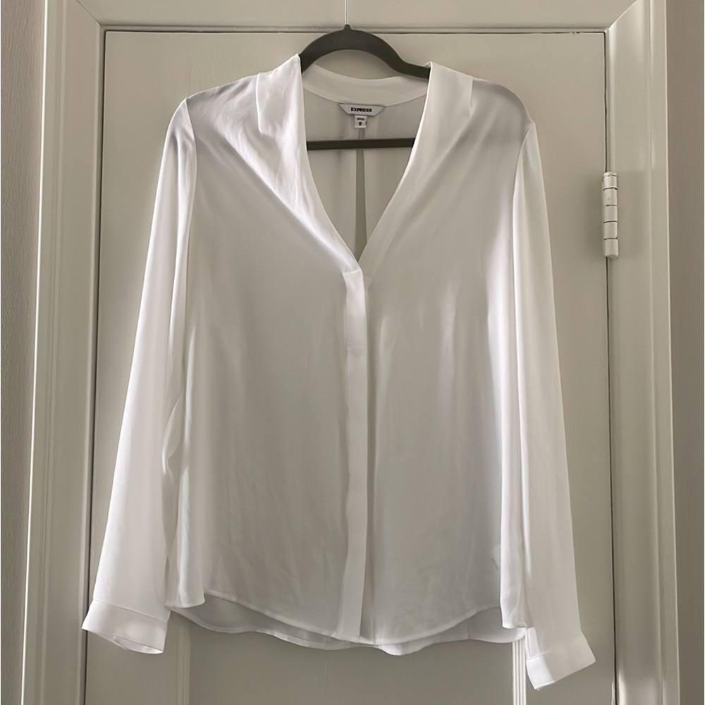 Express White V Neck Top